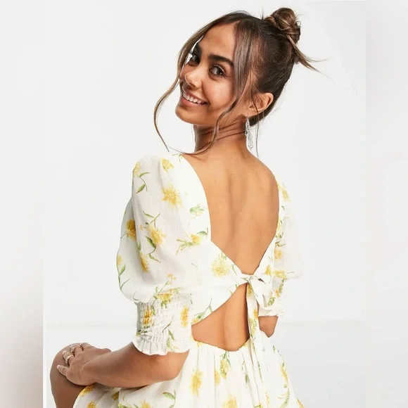 ASOS Miss Selfridge Floral Summer Spring Vacation Romper Size 4 ๐๐ค - Picture 4 of 10